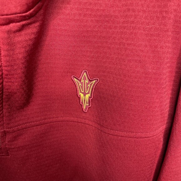 Captivating ASU  1/4 Zip Pullover Jacket Size Large Maroon Zipper Broke - Picture 3 of 11